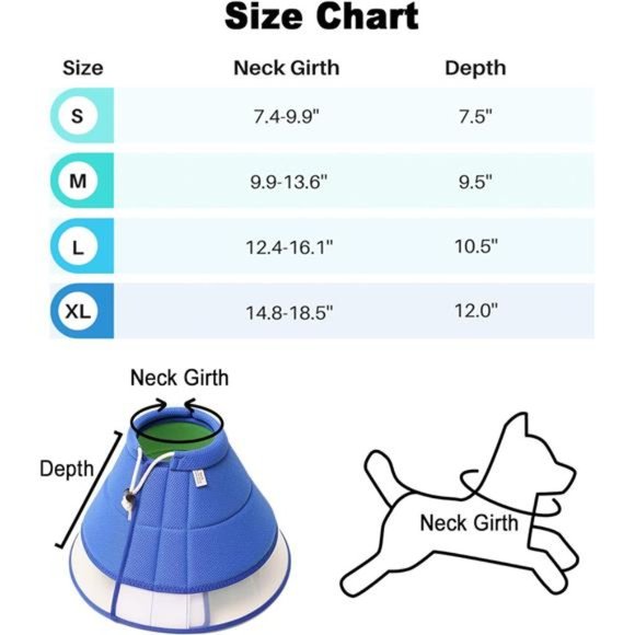 Dog Cone for Large Medium Small Dogs , Adjustable Collar, (Blue, Large) - Picture 5 of 5